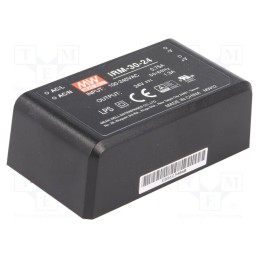 1 pcs x MEAN WELL - IRM-30-24 - Converter: AC/DC, 31.2W, 85÷264VAC, 24VDC, Iout: 1300mA, OUT: 1, PCB