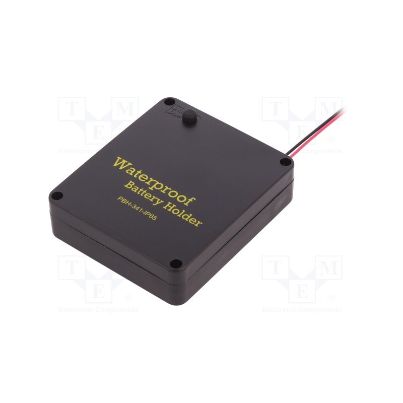 1 pcs x COMF - PBH-341-IP65-AS - Holder, AA,R6, Batt.no: 4, cables, black, 150mm, IP65, with switch