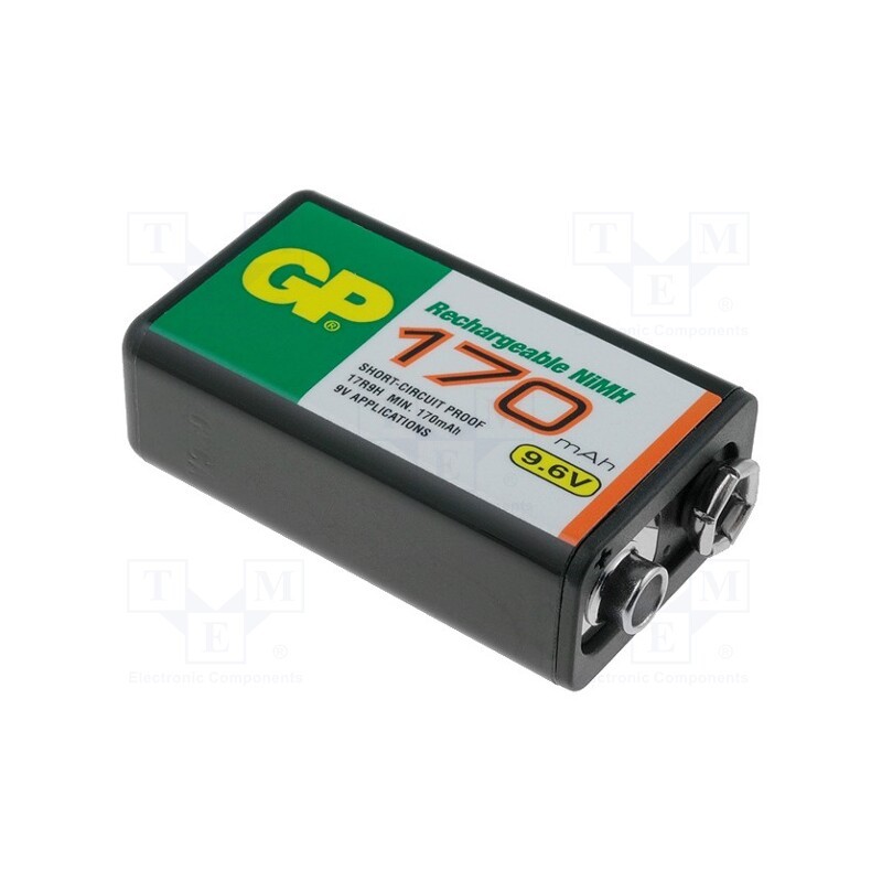 1 pcs x GP - GP17R9H - Re-battery: Ni-MH, 6F22, 9.6V, 170mAh
