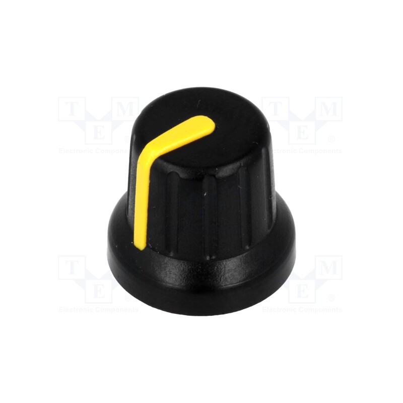 2 pcs x SR PASSIVES - GMN-4YL - Knob, miniature,with pointer, ABS, Øshaft: 6mm, Ø16x14mm, black