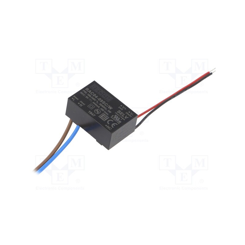 1 pcs x RECOM - RAC04-09SC/W - Converter: AC/DC, 4W, 80÷264VAC, Usup: 115÷370VDC, Uout: 9VDC, 76%