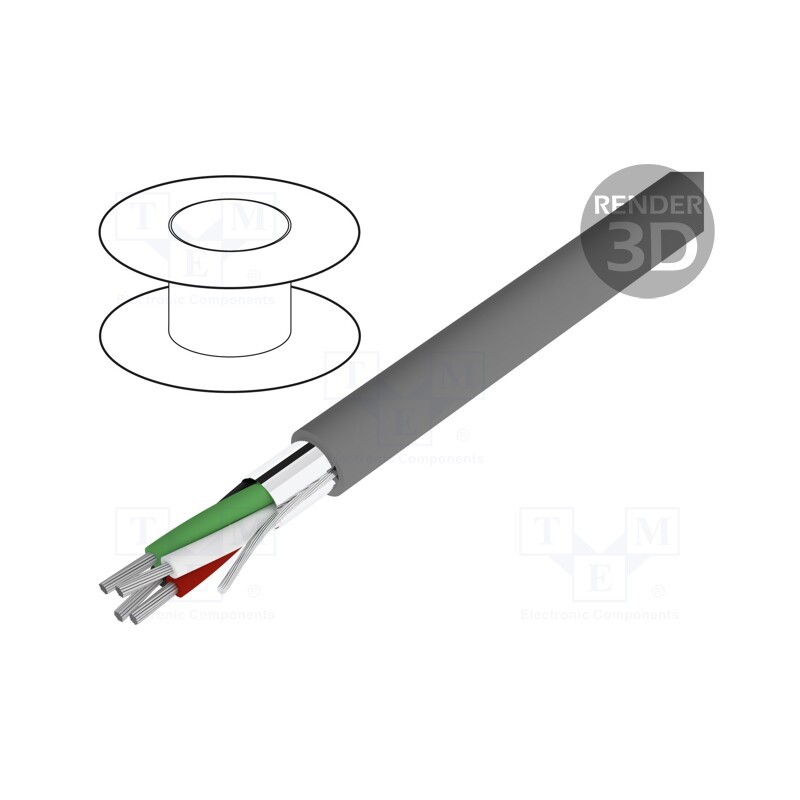 1 rol x ALPHA WIRE - 1214C SL001 - Wire, Alpha Essential C&C, 4x24AWG, shielded,Al-PET foil, PVC