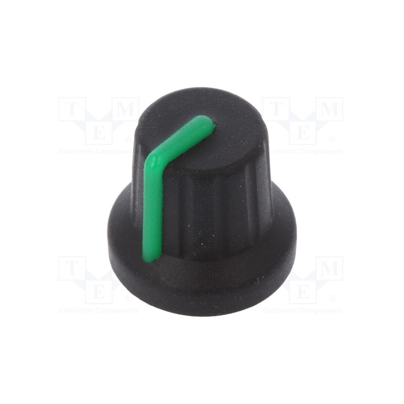 2 pcs x CLIFF - FC72604S - Knob, with pointer, rubber,plastic, Øshaft: 6mm, Ø16x15.1mm, black