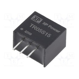 1 pcs x XP POWER - TR05S15 - Converter: DC/DC, Uin: 17÷28V, Uout: 15VDC, Iout: 500mA, SIP3, 570kHz
