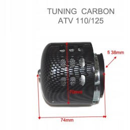 Conical ATV air filter with 38mm carbon housings