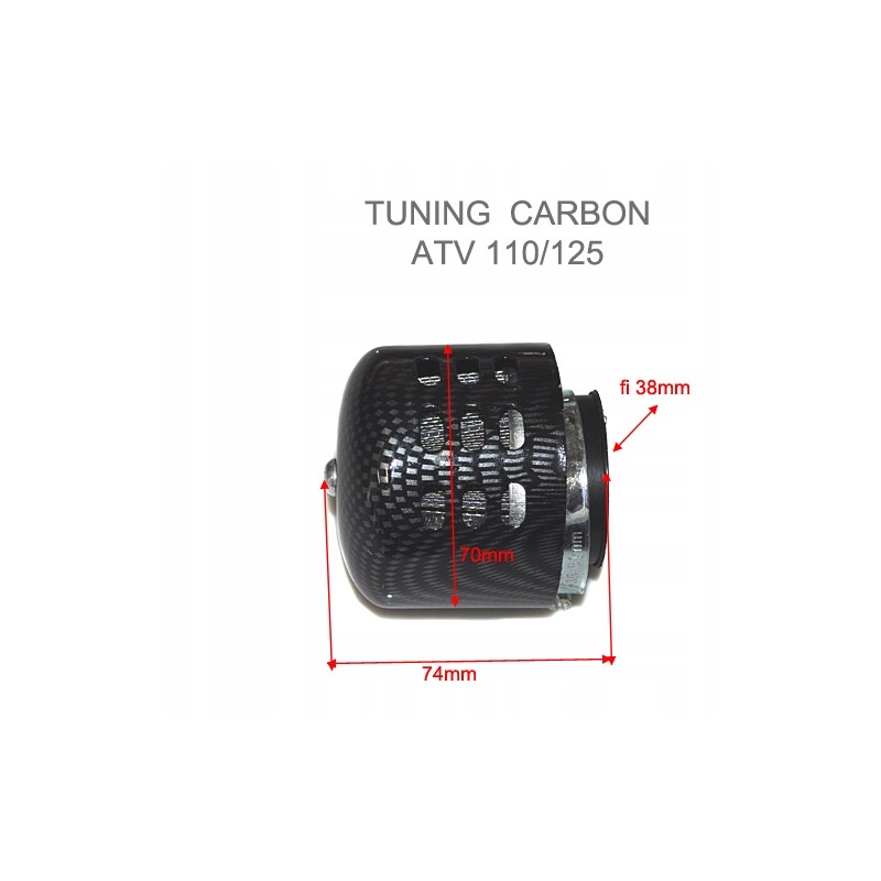 Conical ATV air filter with 38mm carbon housings