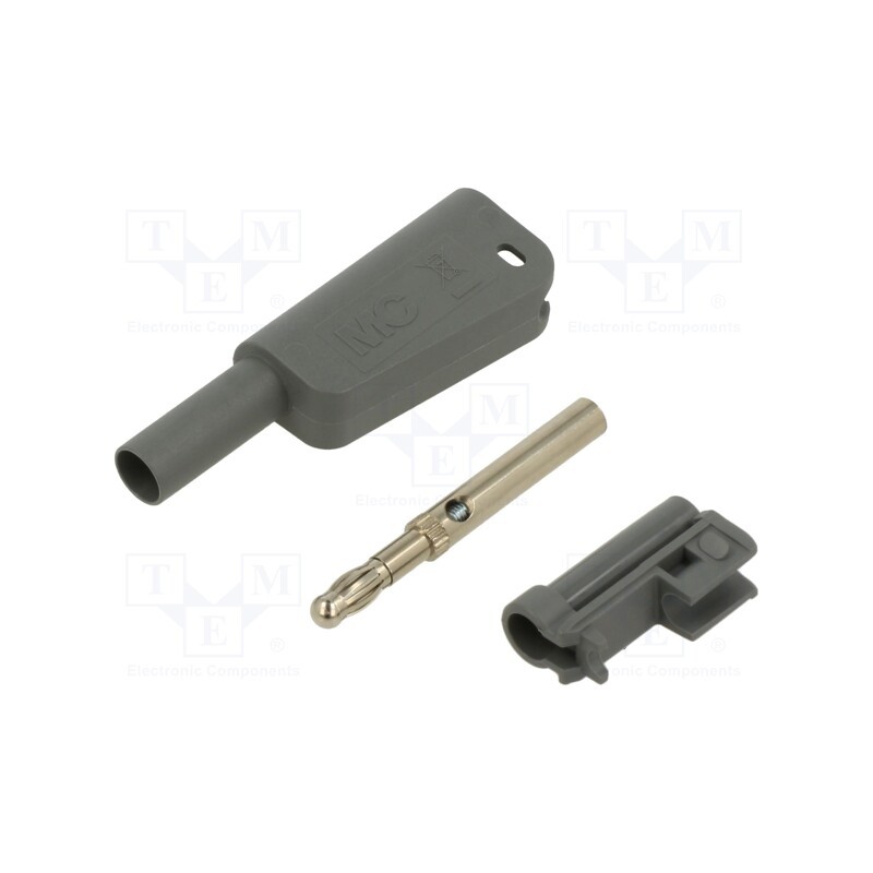 1 pcs x STu00c4UBLI - 66.2020-28 - 4mm banana, 19A, 1kV, grey, insulated,with 4mm axial socket, 1mm2
