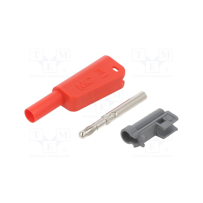 1 pcs x STu00c4UBLI - 66.2024-22 - 4mm banana, 32A, 1kV, red, insulated,with 4mm axial socket