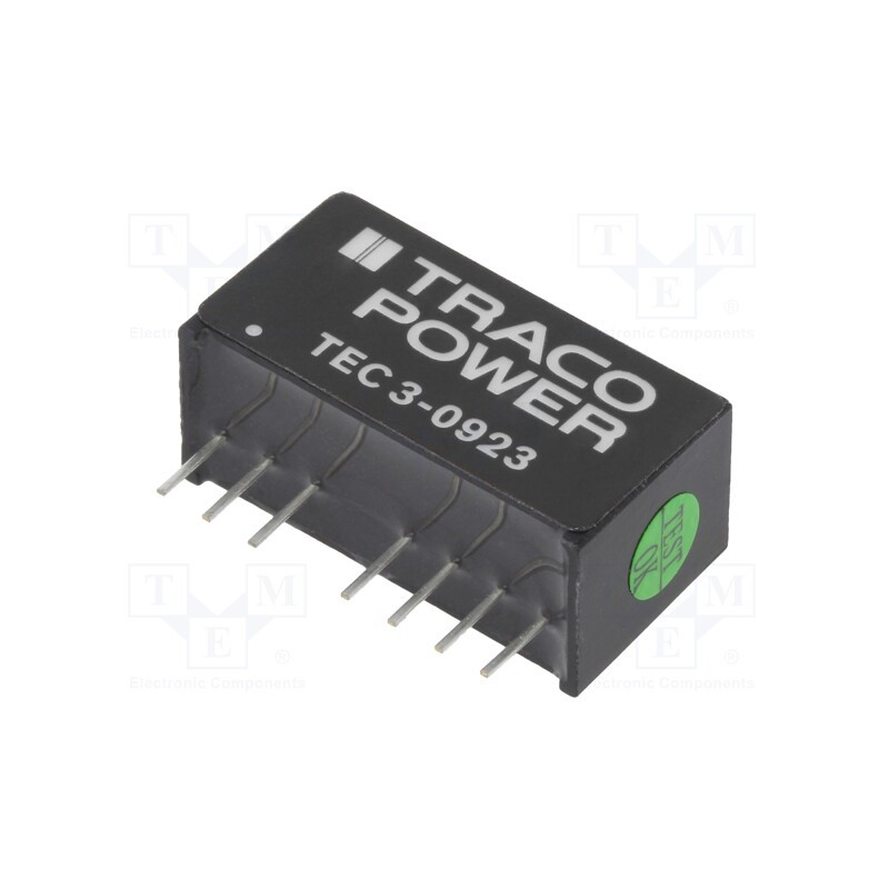 1 pcs x TRACO POWER - TEC 3-0923 - Converter: DC/DC, 3W, Uin: 4.5÷13.2V, Uout: 15VDC, Uout2: -15VDC