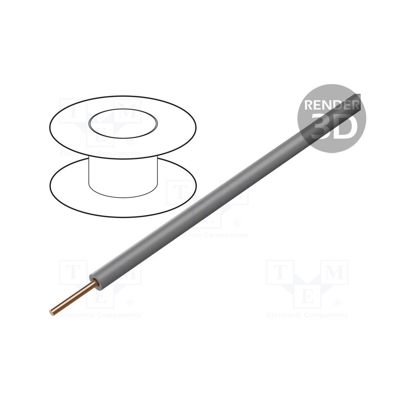 1 rol x DONAU ELEKTRONIK - 105-9-100 - Wire, 0.2mm2, solid, Cu, PVC, grey, 60V, 100m, 1x0.2mm2