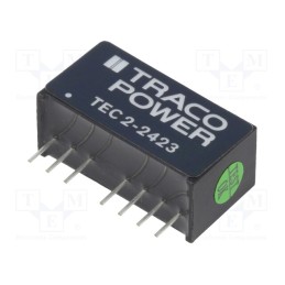 1 pcs x TRACO POWER - TEC 2-2423 - Converter: DC/DC, 2W, Uin: 18÷36V, Uout: 15VDC, Uout2: -15VDC, SIP8