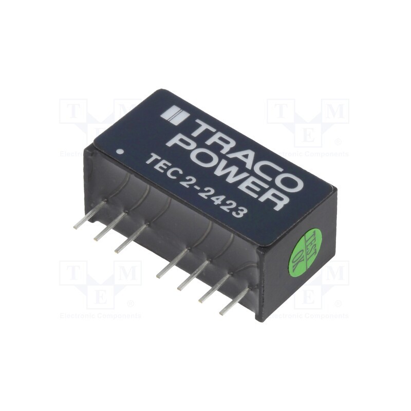 1 pcs x TRACO POWER - TEC 2-2423 - Converter: DC/DC, 2W, Uin: 18÷36V, Uout: 15VDC, Uout2: -15VDC, SIP8