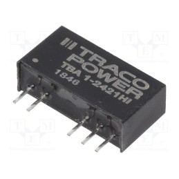 1 pcs x TRACO POWER - TBA 1-2421HI - Converter: DC/DC, 1W, Uin: 21.6÷26.4V, Uout: 5VDC, Uout2: -5VDC, SIP7