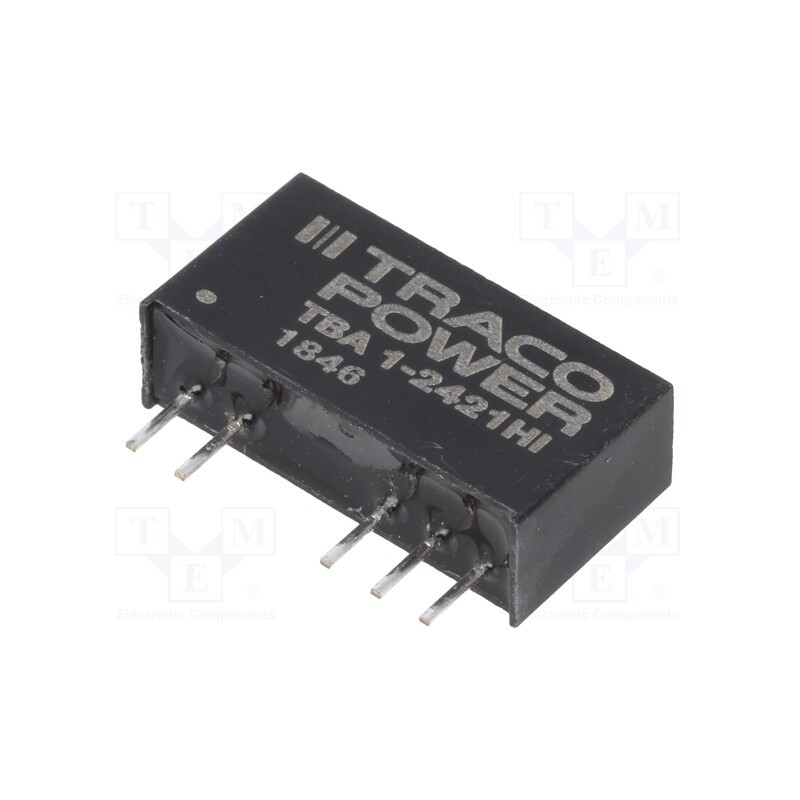 1 pcs x TRACO POWER - TBA 1-2421HI - Converter: DC/DC, 1W, Uin: 21.6÷26.4V, Uout: 5VDC, Uout2: -5VDC, SIP7
