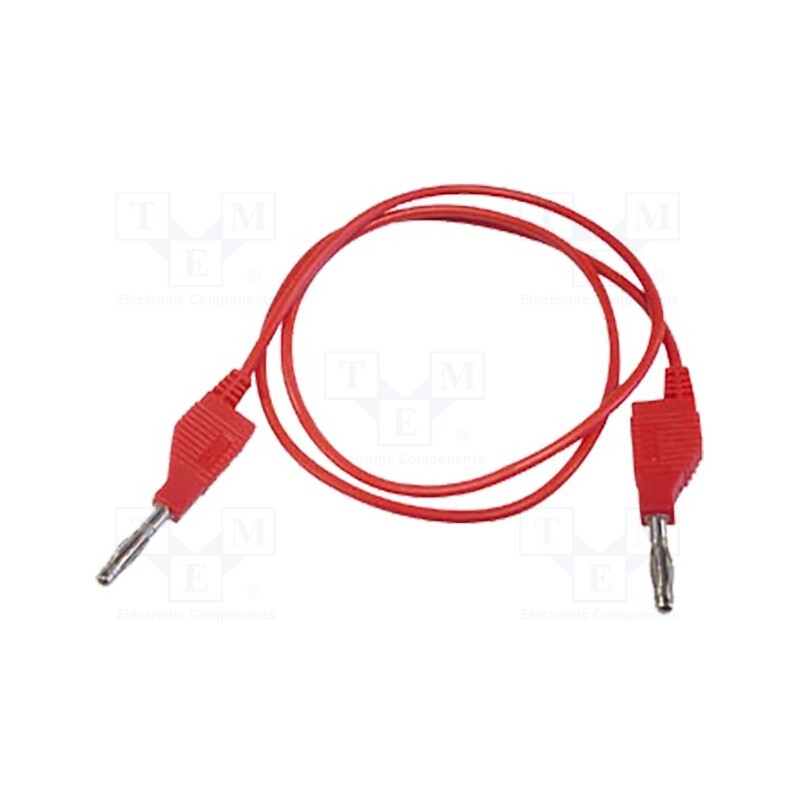 1 pcs x VELLEMAN - TLM8R - Test lead, 30VAC, 3A, banana plug 4mm,both sides, Len: 1m, red