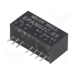 1 pcs x MEAN WELL - SPAN02C-03 - Converter: DC/DC, 2W, Uin: 36÷75V, Uout: 3.3VDC, Iout: 0÷500mA, SIP8