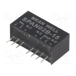 1 pcs x MEAN WELL - SPAN02B-15 - Converter: DC/DC, 2W, Uin: 18÷36V, Uout: 15VDC, Iout: 0÷134mA, SIP8