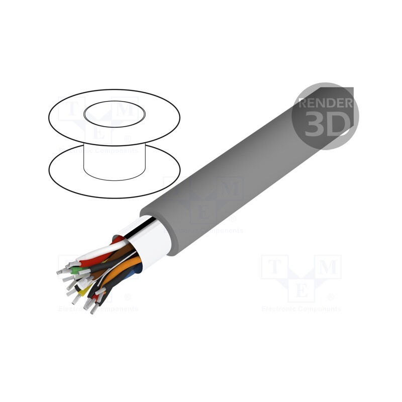1 rol x ALPHA WIRE - 5476C SL001 - Wire, Alpha Essential C&C, 6x2x24AWG, shielded,Al-PET foil, PVC