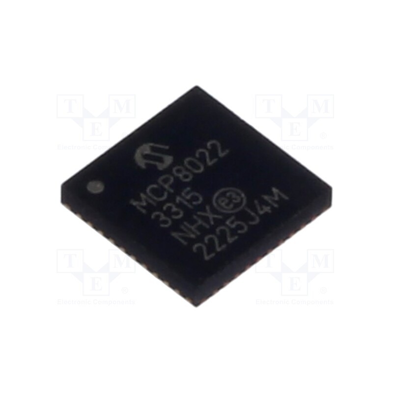 1 pcs x MICROCHIP TECHNOLOGY - MCP8022-3315H/NHXVAO - IC: driver, 3-phase motor controller,LDO, UART, VQFN40, 0.5A, Ch: 3