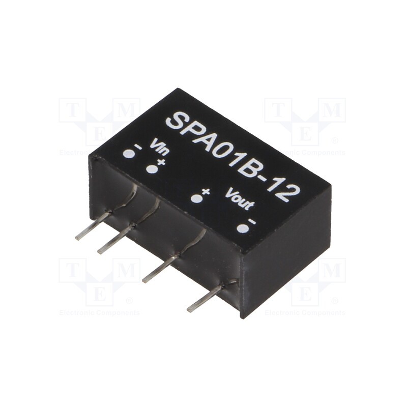 1 pcs x MEAN WELL - SPA01B-12 - Converter: DC/DC, 1W, Uin: 18÷36V, Uout: 12VDC, Iout: 8÷83mA, SIP6