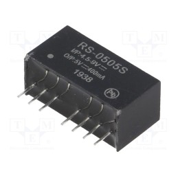 1 pcs x RECOM - RS-0505S - Converter: DC/DC, 2W, Uin: 4.5÷9V, Uout: 5VDC, Iout: 400mA, SIP8