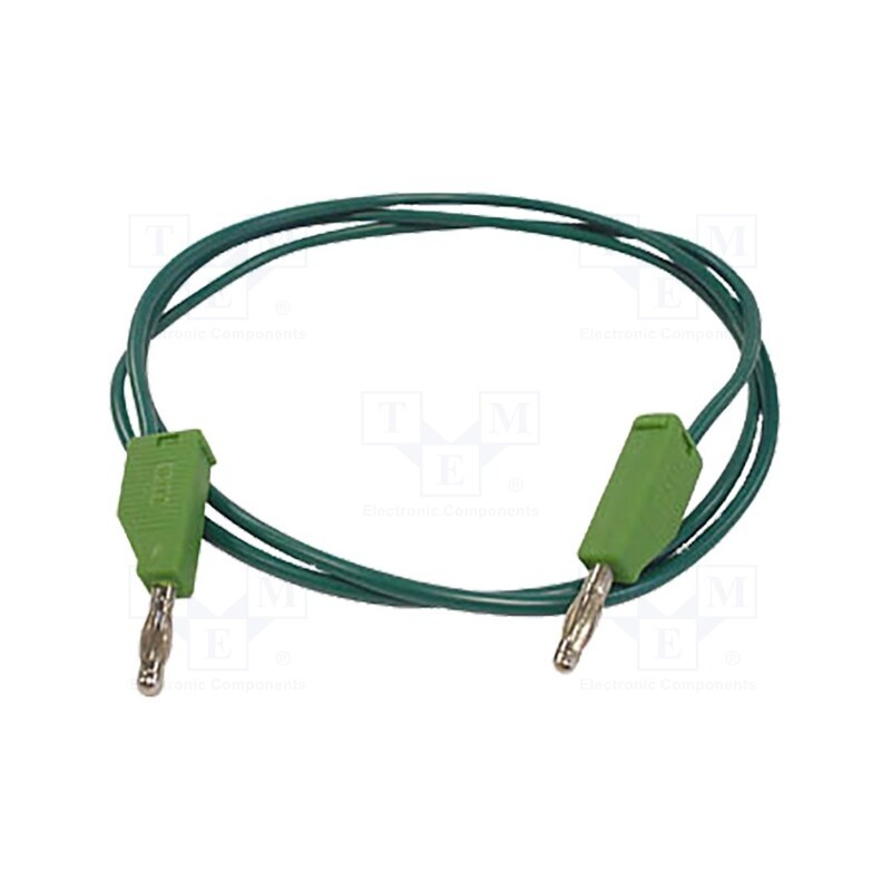 1 pcs x VELLEMAN - TLM8G - Test lead, 30VAC, 3A, banana plug 4mm,both sides, Len: 1m, green