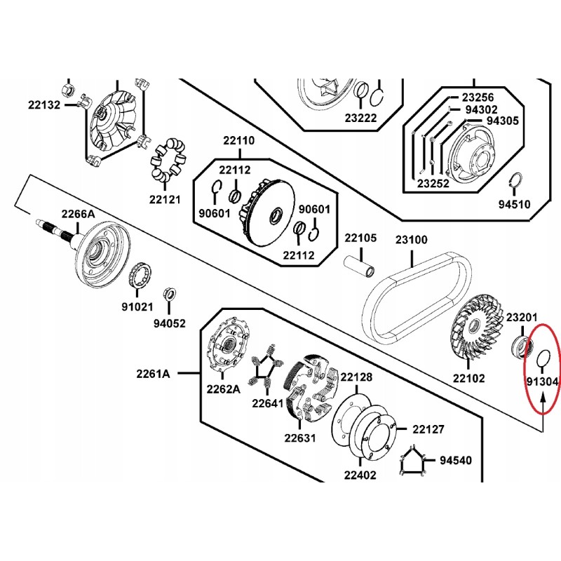 Variator oring kymco maxxer mxu 400 450 465