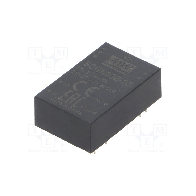 1 pcs x MEAN WELL - SCWN03B-03 - Converter: DC/DC, 3W, Uin: 18÷36V, Uout: 3.3VDC, Iout: 600mA, DIP24
