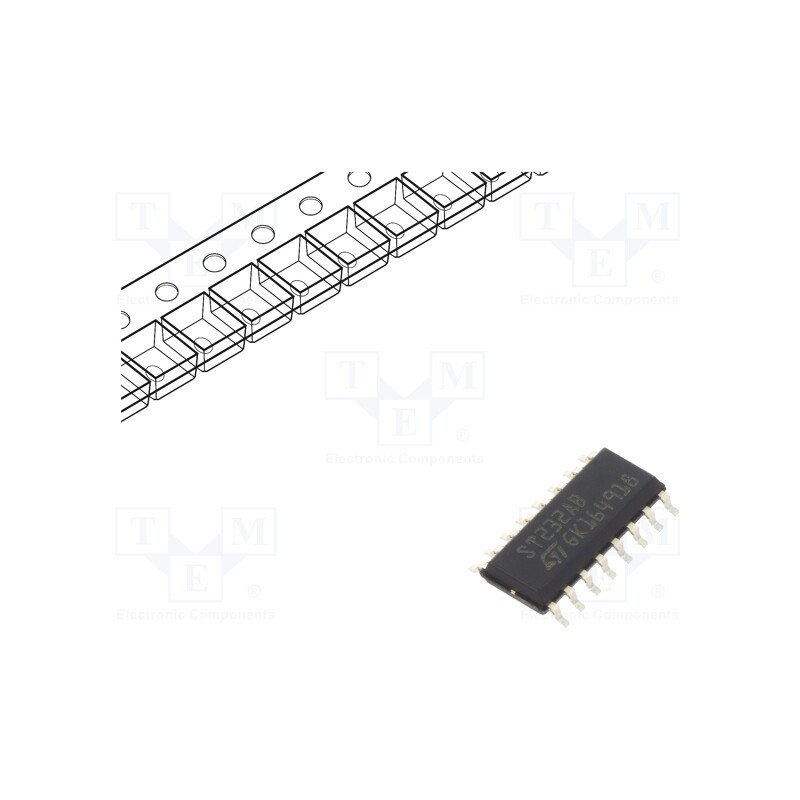 1 pcs x STMicroelectronics - ST232ABDR - IC: interface, transceiver, RS232, 400kbps, SO16, 5VDC