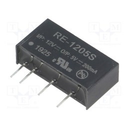 1 pcs x RECOM - RE-1205S - Converter: DC/DC, 1W, Uin: 10.8÷13.2V, Uout: 5VDC, Iout: 200mA, SIP7