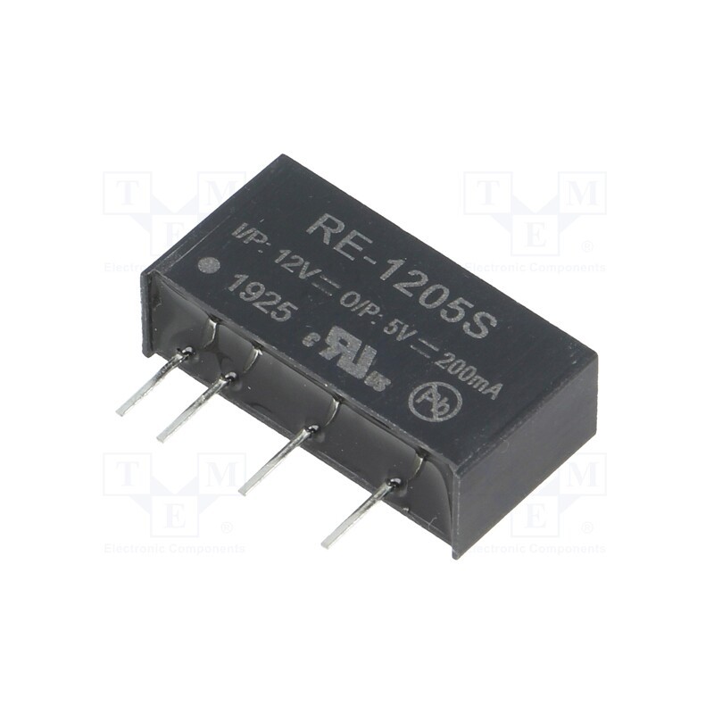 1 pcs x RECOM - RE-1205S - Converter: DC/DC, 1W, Uin: 10.8÷13.2V, Uout: 5VDC, Iout: 200mA, SIP7