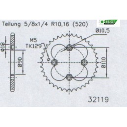 Rear sprocket atv lucky star access 250 300 adly