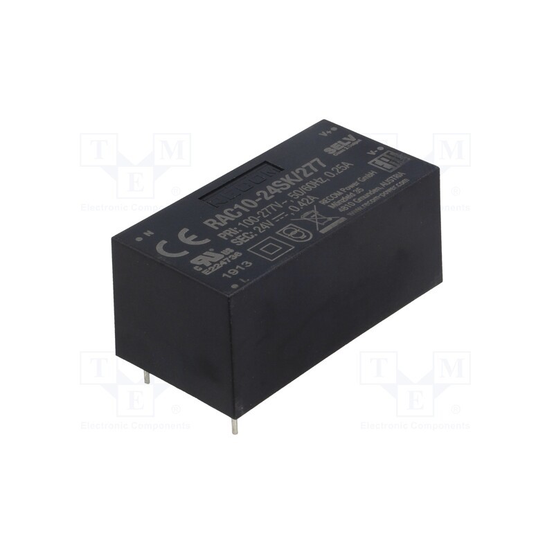 1 pcs x RECOM - RAC10-24SK/277 - Converter: AC/DC, 10W, 85÷305VAC, Usup: 120÷430VDC, Uout: 24VDC