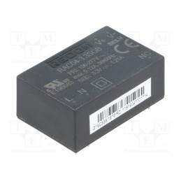 1 pcs x RECOM - RAC04-3.3SGB - Converter: AC/DC, 4W, 85÷305VAC, Usup: 120÷430VDC, Uout: 3.3VDC