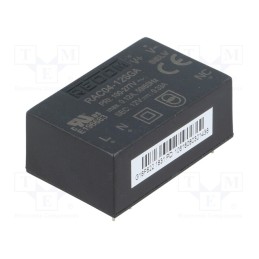1 pcs x RECOM - RAC04-12SGA - Converter: AC/DC, 4W, 85÷305VAC, Usup: 120÷430VDC, Uout: 12VDC, 78%