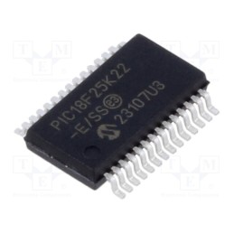 1 pcs x MICROCHIP TECHNOLOGY - PIC18F25K22-E/SS - IC: PIC microcontroller, 64MHz, 2.3÷5.5VDC, SMD, SSOP28, PIC18