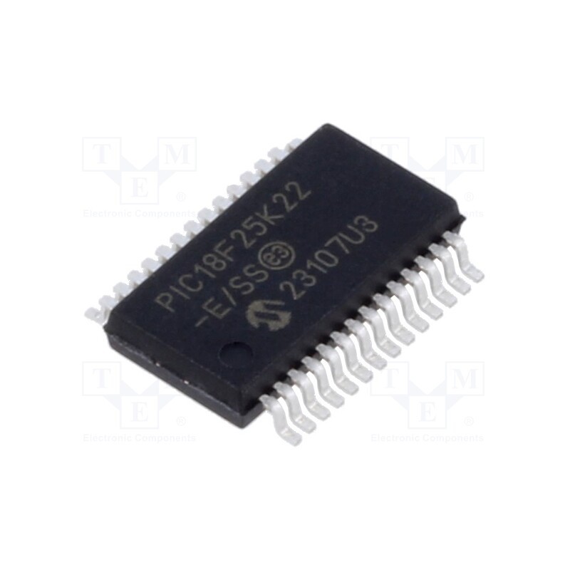1 pcs x MICROCHIP TECHNOLOGY - PIC18F25K22-E/SS - IC: PIC microcontroller, 64MHz, 2.3÷5.5VDC, SMD, SSOP28, PIC18