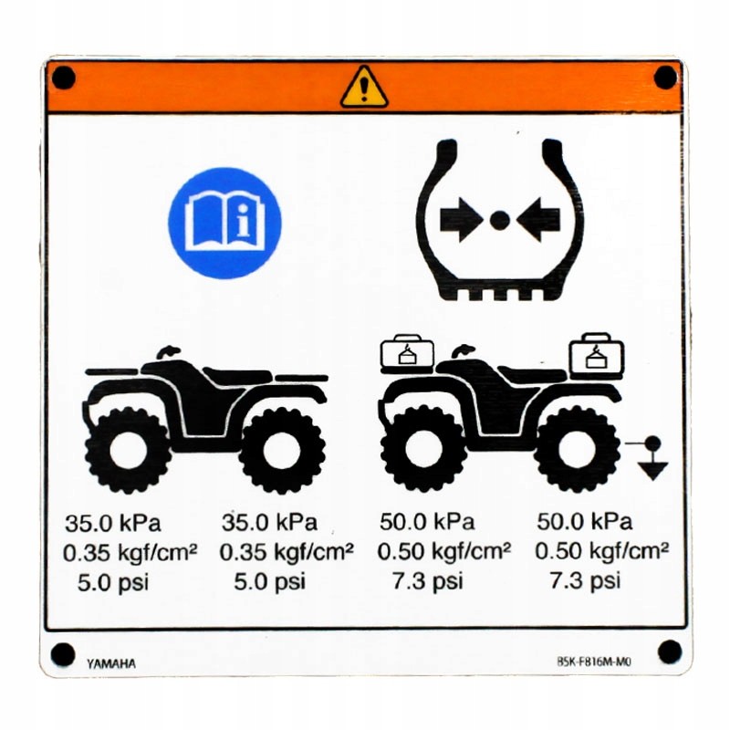 Warning plate yamaha grizzly 700 19 b5k f816m m0 00