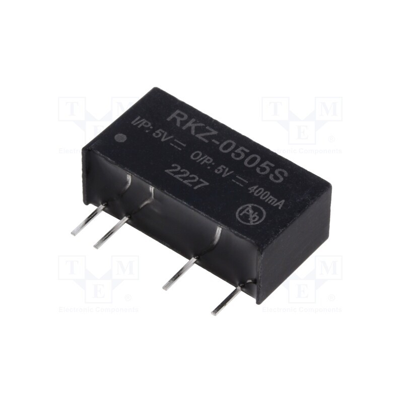 1 pcs x RECOM - RKZ-0505S - Converter: DC/DC, 2W, Uin: 4.5÷5.5V, Uout: 5VDC, Iout: 400mA, SIP7