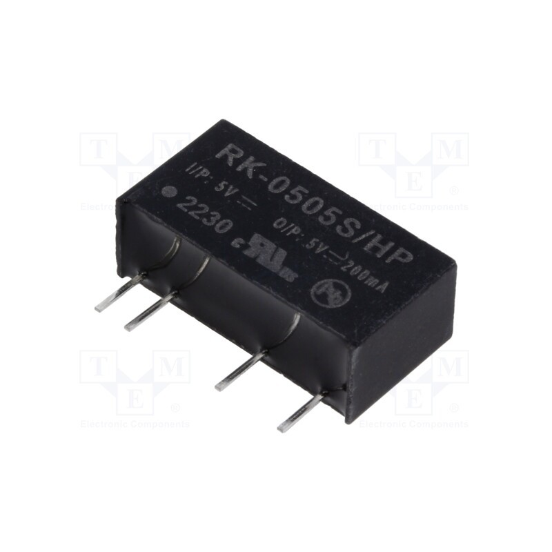 1 pcs x RECOM - RK-0505S/HP - Converter: DC/DC, 1W, Uin: 4.5÷5.5V, Uout: 5VDC, Iout: 200mA, SIP7