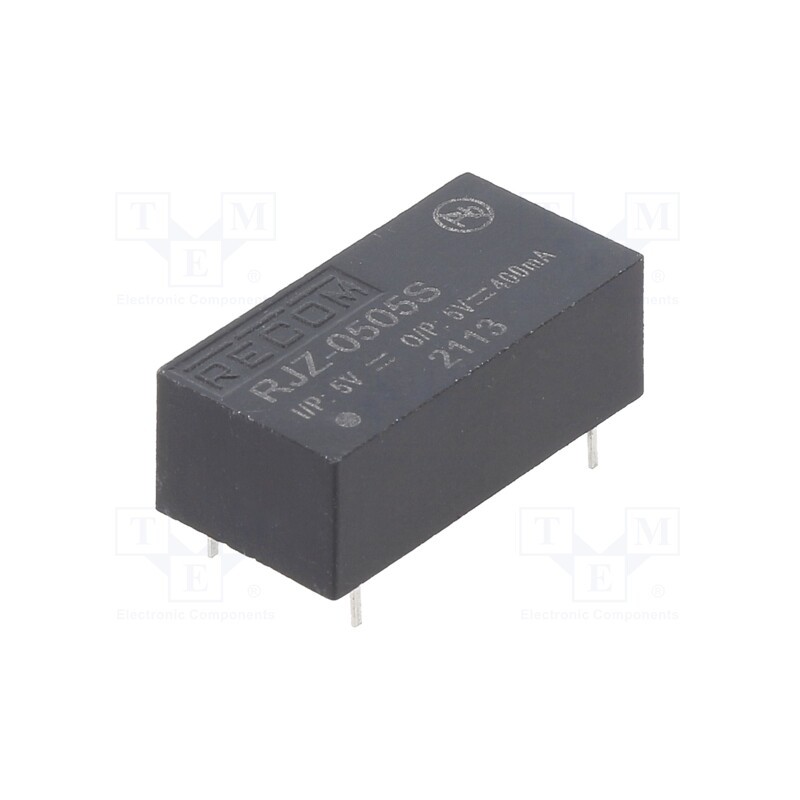 1 pcs x RECOM - RJZ-0505S - Converter: DC/DC, 2W, Uin: 4.5÷5.5V, Uout: 5VDC, Iout: 400mA, DIP14