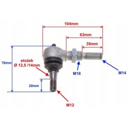 Upper wishbone end for quad atv 150 200 250 cm3