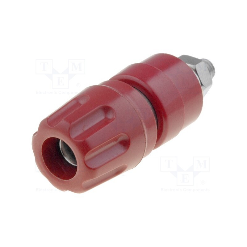 1 pcs x HIRSCHMANN T&M - PKI 10 A RT - Socket, 4mm banana, 35A, 30VAC, 60VDC, red, nickel plated, M4