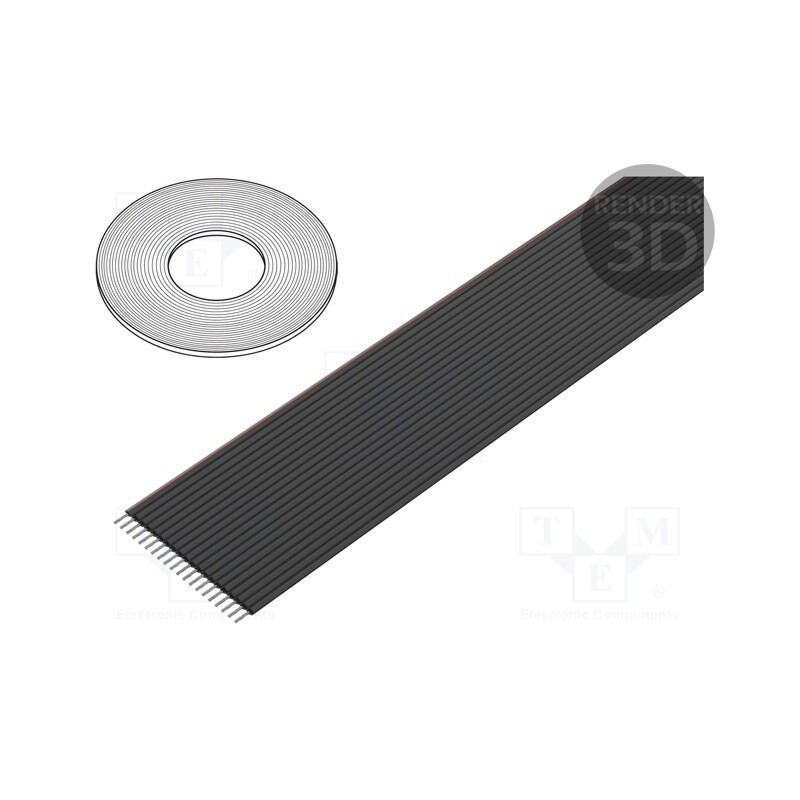 1 rol x 3M - 3319/20 (100FT) - Wire: ribbon, 1.27mm, stranded, Cu, unshielded, PVC, black, 30.5m