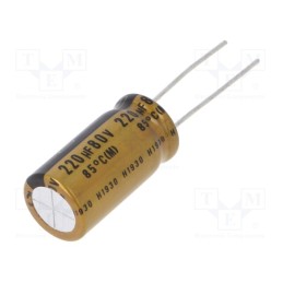 2 pcs x NICHICON - UFG1K221MHM1TO - Capacitor: electrolytic, THT, 220uF, 80VDC, Ø12.5x27mm, FG, 5mm