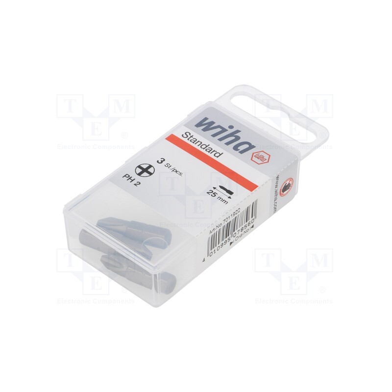 1 set x WIHA - 7856 - Screwdriver bit, Phillips, PH2, Overall len: 25mm, 3pcs, STANDARD