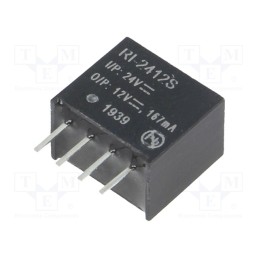 1 pcs x RECOM - RI-2412S - Converter: DC/DC, 2W, Uin: 21.6÷26.4V, Uout: 12VDC, Iout: 167mA, SIP4