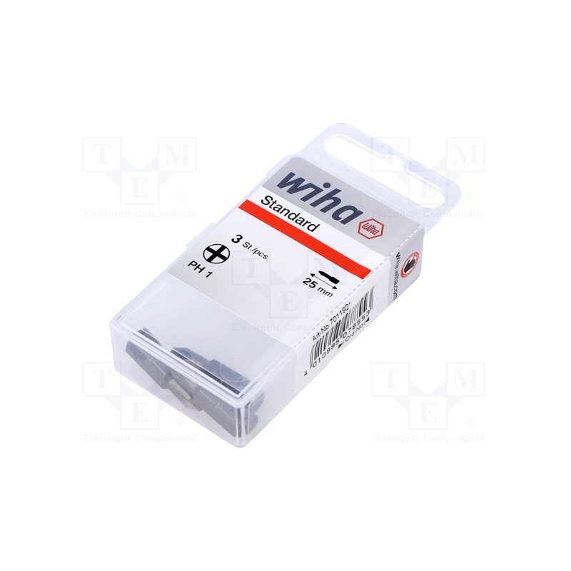 1 set x WIHA - 7855 - Screwdriver bit, Phillips, PH1, Overall len: 25mm, 3pcs, STANDARD
