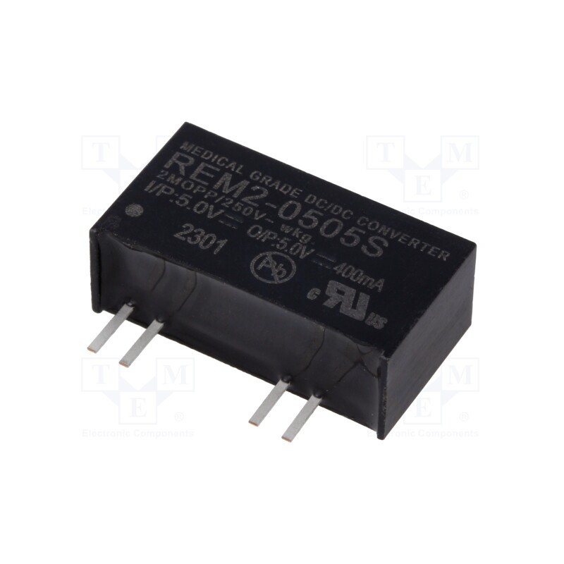 1 pcs x RECOM - REM2-0505S - Converter: DC/DC, 2W, Uin: 4.5÷5.5V, Uout: 5VDC, Iout: 400mA, SIP8