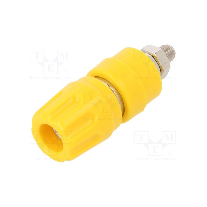 1 pcs x HIRSCHMANN T&M - PKI 10 A GE - Socket, 4mm banana, 35A, 30VAC, 60VDC, yellow, nickel plated, M4